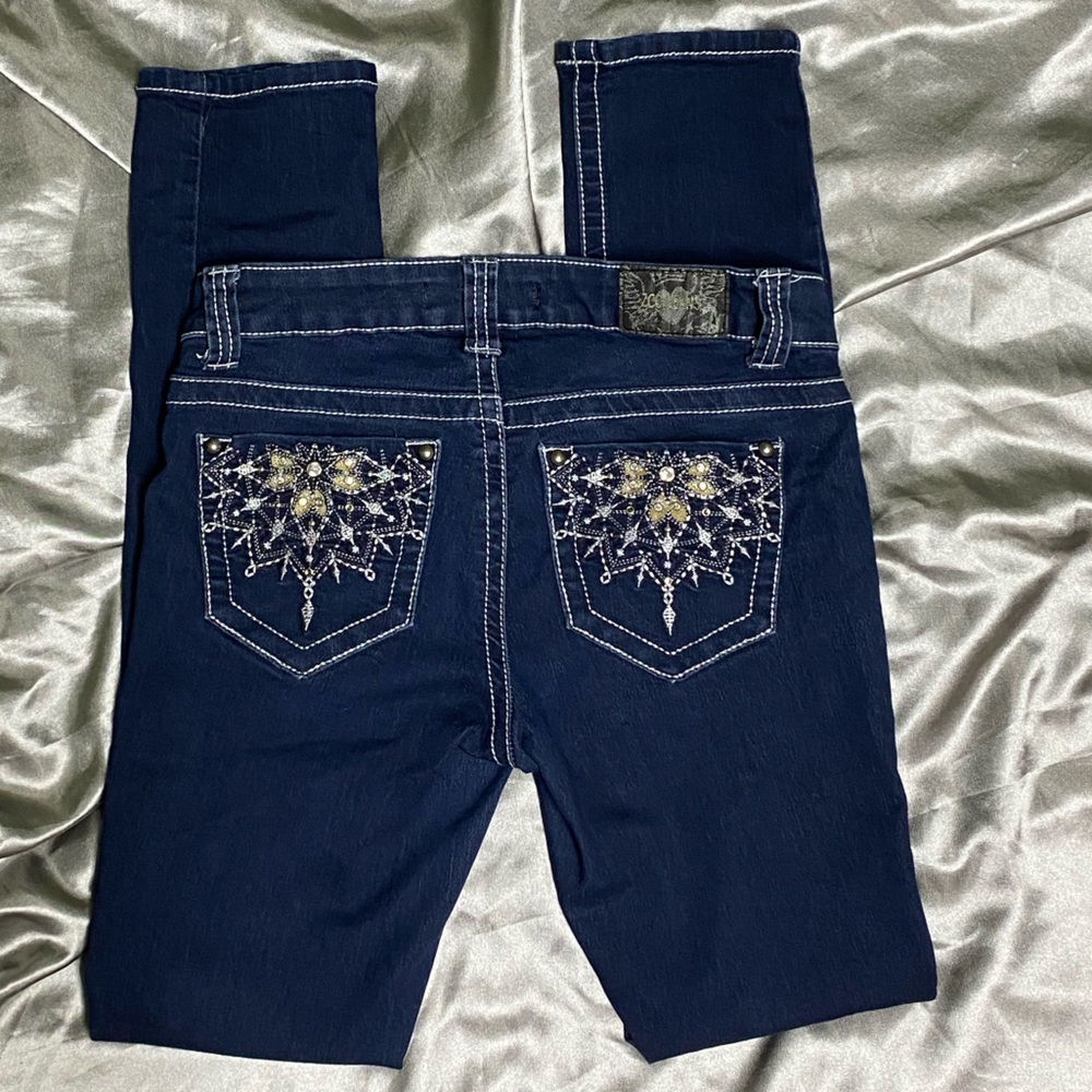 NWOT ZCO Dark Blue Skinny Jeans Embroidered & Embellished - Picture 5 of 5